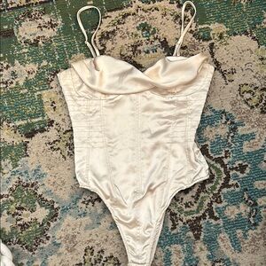 ZARA Cream Satin Bodysuit